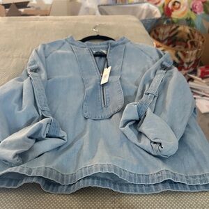 Banana Republic Light Wash Denim Pullover Blouse